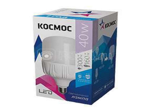 Лампа светодиодная Космос высокомощная LED 40Вт E27 6500К (переходник с E27 на E40 в комплекте)