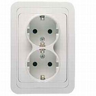 26433 Розетка Makel Mimoza 2-м СП с/з белая/белая 12082