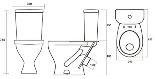 Унитаз-компакт Sanita Формат эконом, белый,1 режим, полипропилен