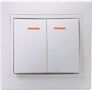 245490 Выключатель 2-кл. СП Кварта 10А IP20 ВС10-2-1-КБ с индикацией бел. IEK EVK21-K01-10-DM