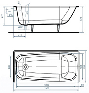Ванна чугунная "Классик"  150*70*40см 1сорт (4 ножки в комплекте)