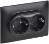 Розетка 2-м SKANDY 16А с заземл. защ. штроки в сборе SK-R07Bl черн. IEK