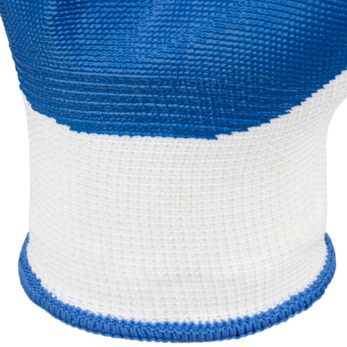 Перчатки Сибртех полиэфирные с синим нитрильным покрытием, размер 9, 13 класс вязки