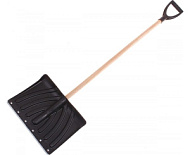 Лопата снеговая "КрепышоК" 440х315 в сборе, алюминиевая планка, деревянный черенок, V-ручка