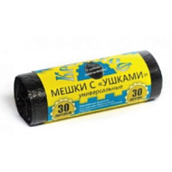 Мешки для мусора "Крепакоф" с ушками, 30л, 8мкм, 30шт, рулон