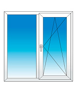 Окно ПВХ 960*970 мм однокамерное, двустворчатое, открывание правое (1 глухая, 1 поворотно-откидная)