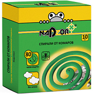 Спирали от комаров малодымные без запаха. зеленые, 10 штук в упаковке
