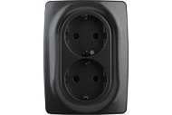 1231753 Розетка 2-м СП Эра12 12-2106-05 16А IP20 16AX 250В 2х2P+E Schuko антрацит Эра Б0031232