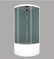Душевая кабина Domani-Spa Simple high, с крышей, высокий поддон, белая стеклянная задняя панель, сатин матированное стекло, без электрики, 900*900*2180