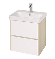 Тумба-умывальник Акватон Сканди 55, с раковиной Адриана 55, белый/дуб верона