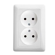 309154 Розетка 2-м СП Хит 16А 250В без защ. шторок без заземл. бел. SchE RS16-235-B