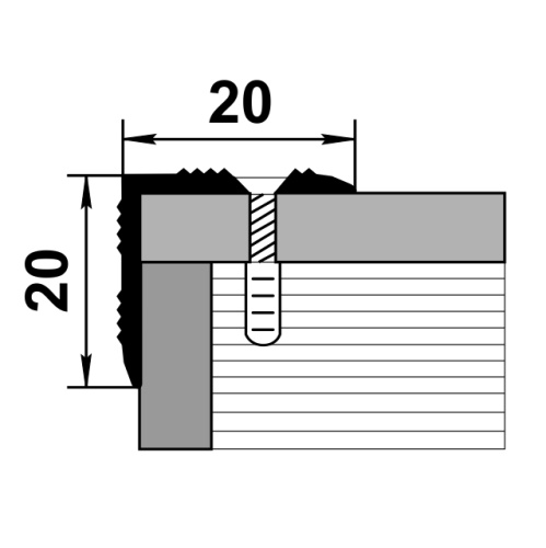 Профиль угловой ПУ 05.900.084 Дуб универсальный, ширина 20мм, высота 20мм, длина 0,9м