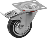 Опора колесная большегрузная SANBERG 75мм поворотная с торм., платф. крепл.