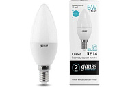 Лампа светодиодная Elementary 6Вт свеча 4100К нейтр. бел. E14 450лм GAUSS 33126