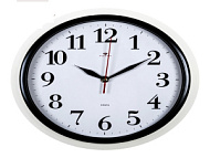 Часы настенные круг корпус белый с черным кантом "Классика" "Рубин" d=30см
