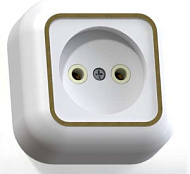 84150 Розетка 1-м ОП Валентина 10А IP20 РА10-266 бел./зол. Кунцево 7639