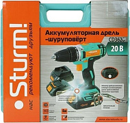 Дрель аккумуляторная STURM CD3620 (20 В, 1BatterySystem,  2 акк., 2,0 Ач, кейс)