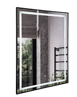 Зеркало Comforty в черной алюминиевой раме Онега 60 LED-подсветка, бесконтактный сенсор