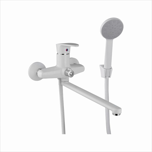 PL2205-8 Смеситель универсальный PLStart, белый с аксессуарами, длинный излив