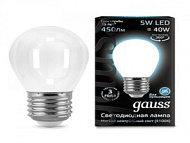 Лампа светодиодная GAUSS Filament Шар E14 5Вт 4100К OPAL