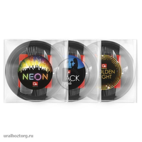 Набор для пикника на 6 персон (стакан, вилка, тарелка, нож, салфетка, трубочка) `Grifon Black`