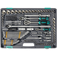 14107 Набор инструментов, 1/2",3/8", 1/4",  CrV, пластиковый кейс 142 предм.// STELS