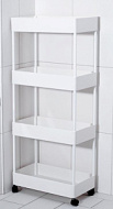 4694165 Этажерка напольная, 4-х секционная, на колёсиках, 40×21.7×90 см, белая