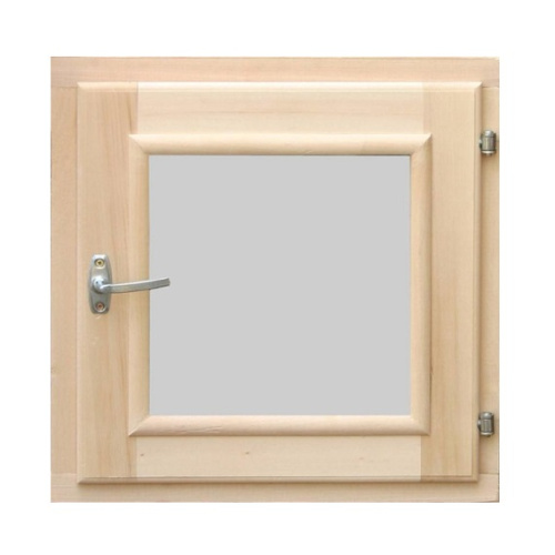 Форточка для бани деревянная со стеклопакетом 0,5х0,5м с фурнитурой (лиственница)