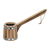 Ковш - черпак бондарный, 0,25 л, с горизонтальной ручкой, нержавеющая вставка, обожжённая липа