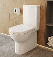 Унитаз-компакт Sanita Luxe Quadro Slim SL DM, белый, 2 режима, дюропласт с микролифтом тонкое