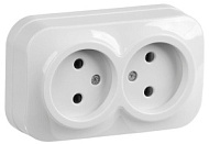 Розетка 2-м ОП IEK GLORY РС22-2-ХБ 10А без заземл. бел. ERH20-K01-10