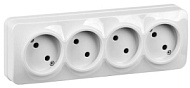 Розетка 4-м ОП IEK GLORY РС24-2-ХБ 10А без заземл. бел. ERH40-K01-10