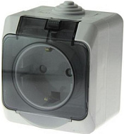 97306 Розетка SchE Этюд 1-м ОП 16А с/з з/ш, крышка, белая, PA16-044B