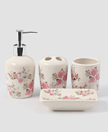 3823860 Аксессуары для ванной «Розовые розы», 4 предмета