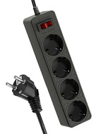 Удлинитель с сетевым фильтром 4х1.5м КОСМОС с заземл. 10А IP20 2.2кВт 3х0.75