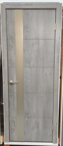 Дверное полотно остеклённое Лайн1 600*2000мм Серый кедр