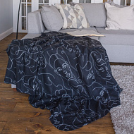 9918281 Плед ARDENZA PERSONE 130х170см, черный, флис 180г/м пэ100%