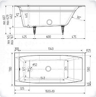 Ванна чугунная "Эталон У"  150*70*46см 1сорт (4 ножки в комплекте)