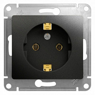 Механизм розетки 1-м СП 1мод. GLOSSA 16А IP20 с заземл. антрацит SchE GSL000743