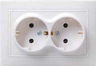 245475 Розетка 2-м СП Кварта 16А РС12-3-КБ с заземл. IP20 бел. IEK ERK24-K01-16-DM