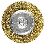 74450 Щетка для дрели Matrix, 100мм, плоская со шпилькой, латунированная витая проволока