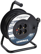 Удлинитель на катушке 4х40м GENERICA 10А IP20 УК40 2P+PE 3х1 термозащита