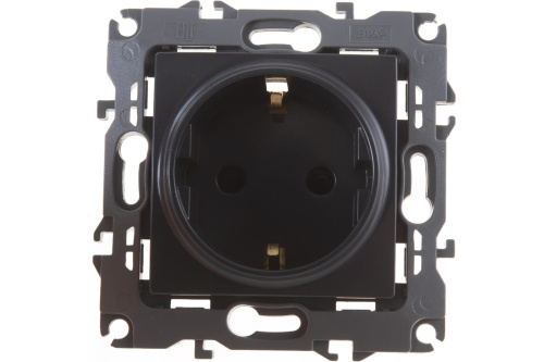 1193570 Механизм розетки 1-м СП Эра12 12-2102-05 16А IP20 16AX 250В 2P+E Schuko защ. шторки антрацит