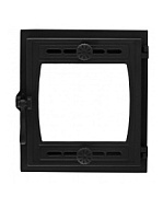 Дверца чугунная топочная ДТГ-8БС "Кижи-2" 340*370*130 мм окрашенная со стеклом