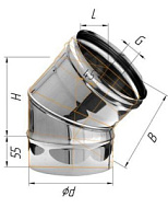 Колено Феррум d=115 угол 135°, нержавеющая (430/0,5мм)