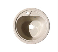 AG1C10 Мойка кухонная Agata, бежевая, круглая, врезная, кварцевая 450*190*450мм