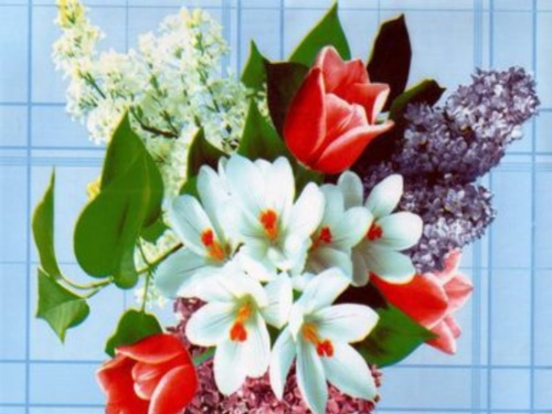 Клеенка ПЕРМСКАЯ тк/о букет сирени на голубом  130см*25м