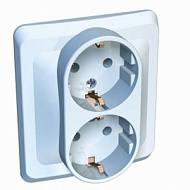 87973 Розетка SchE Этюд 2-м СП 16А с/з белая РС16-007В