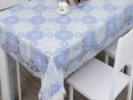 Клеенка EASY LACE ажурная ПВХ белая с голубым 1,32*22м