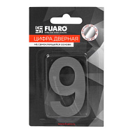 Номер дверной FUARO №9 хром самоклеящийся стальной (50х37)